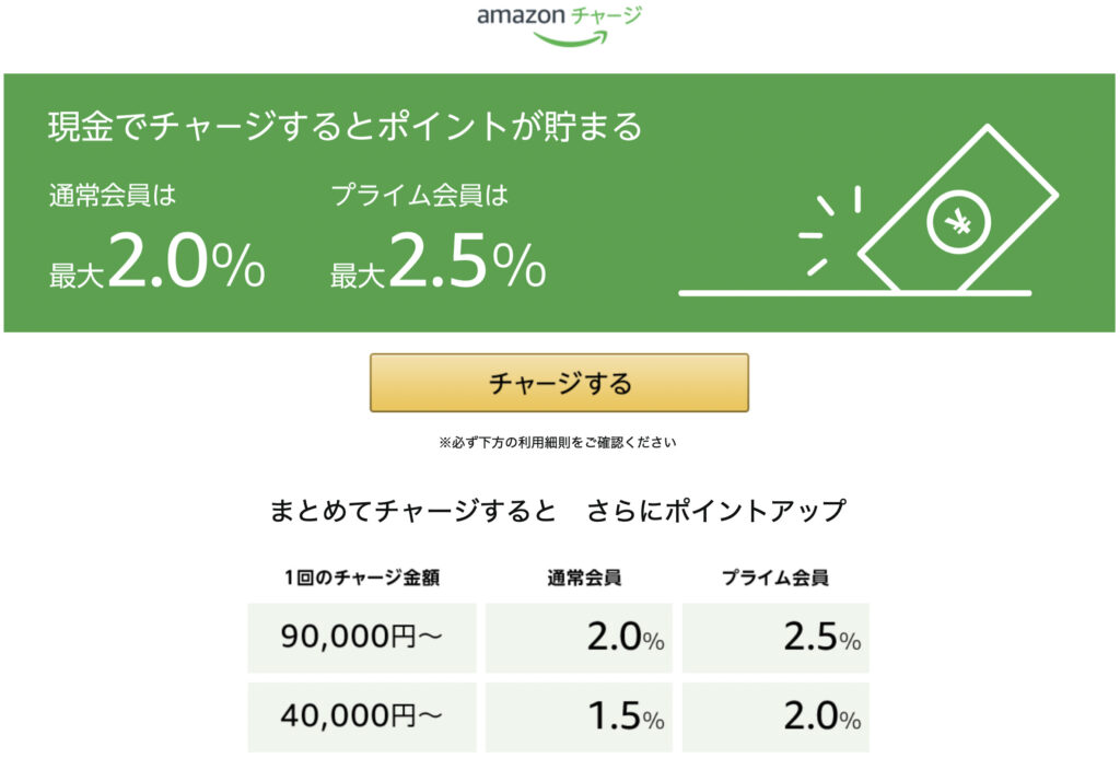 現金チャージ　amazon